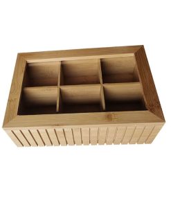 bamboo wood tea bag box with 6 compartments ZRGB3043