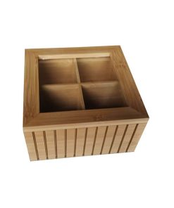 bamboo wood tea box with 4 compartments ZRGB3044